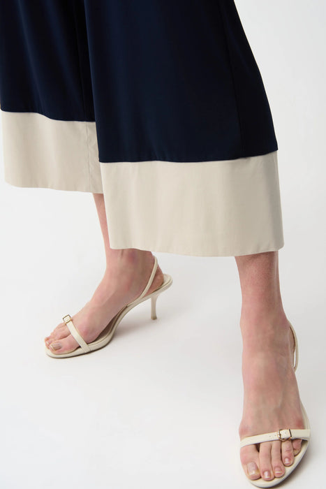Joseph Ribkoff Midnight Blue/Moonstone Color Block Culotte Pants 261081