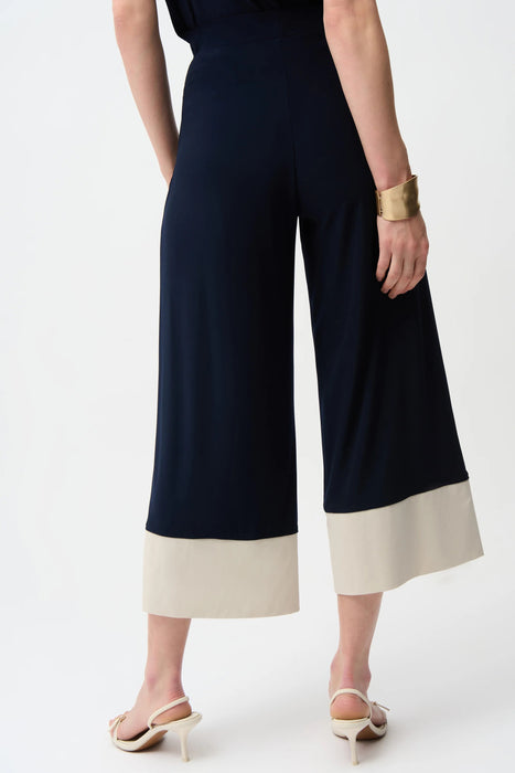 Joseph Ribkoff Midnight Blue/Moonstone Color Block Culotte Pants 261081