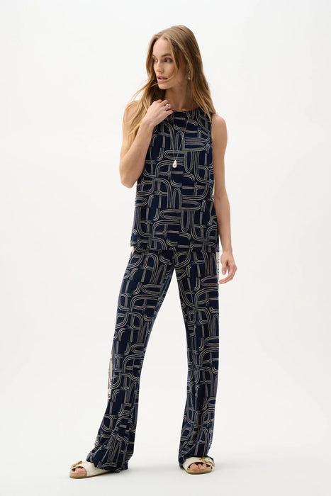 Joseph Ribkoff Midnight Blue/Moonstone Geometric Sleeveless Top 262107