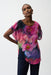 Joseph Ribkoff 261281 Midnight Blue/Multi Floral Print Short Sleeve Asymmetric Top