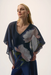 Joseph Ribkoff  254731 Midnight Blue/Multi Floral Print V-Neck Poncho Top