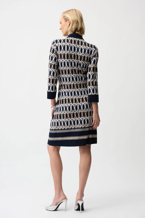 Joseph Ribkoff Midnight Blue/Multi Geometric Shirt Dress 261903