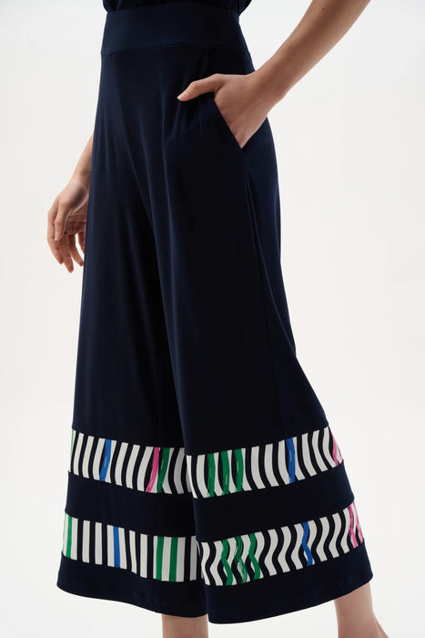 Joseph Ribkoff Midnight Blue/Multi Striped Culotte Pants 262123