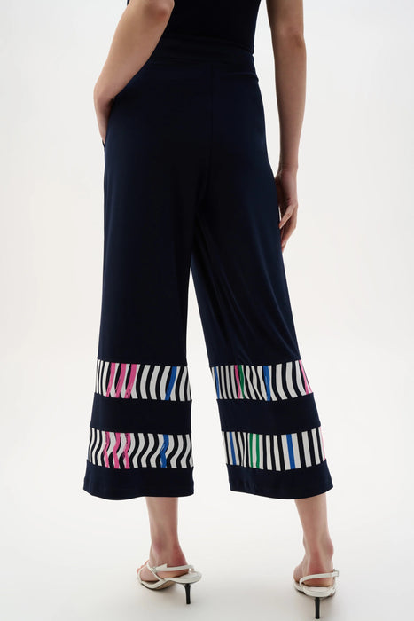 Joseph Ribkoff Midnight Blue/Multi Striped Culotte Pants 262123
