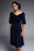 Joseph Ribkoff Midnight Blue Off-Shoulder Flutter Sleeve Fit & Flare Dress 231723 NEW