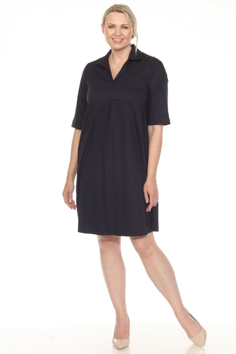 Joseph Ribkoff Style 251153 Midnight Blue Pleated Half Sleeve A-Line Dress