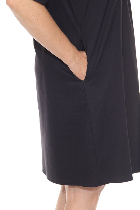 Joseph Ribkoff Midnight Blue Pleated Half Sleeve A-Line Dress 251153