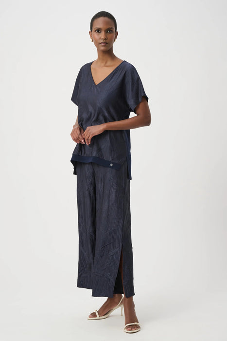 Joseph Ribkoff Pleated Satin Side Slit Culotte Pants 261161