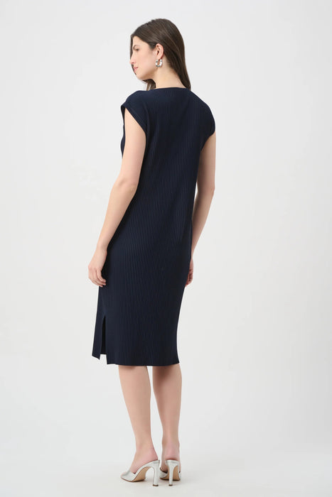 Joseph Ribkoff Pleated V-Neck Midi Shift Dress 261252