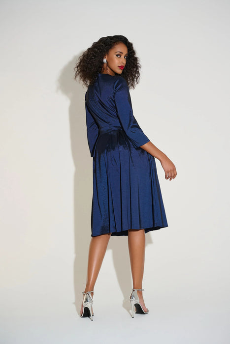 Joseph Ribkoff Midnight Blue Pleated Taffeta Fit & Flare Dress 253777