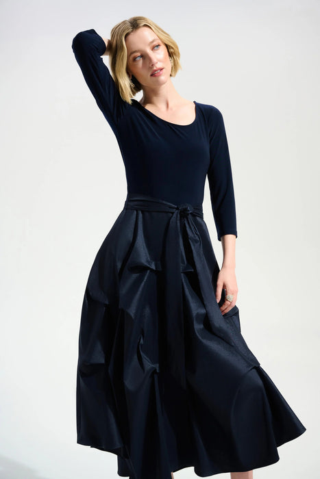 Joseph Ribkoff Pleated Taffeta Midi Fit and Flare Dress 261720