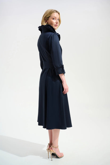Joseph Ribkoff Pleated Taffeta Midi Fit and Flare Dress 261719