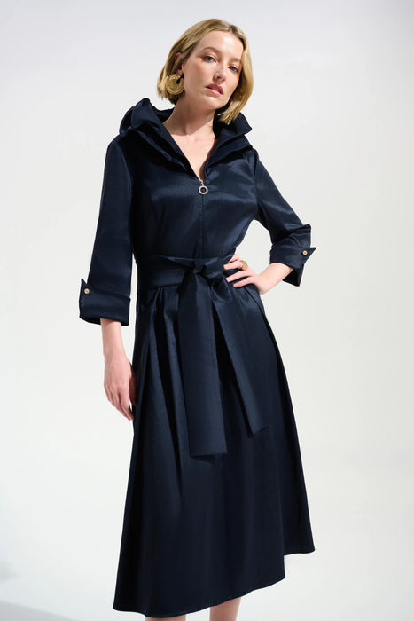Joseph Ribkoff Pleated Taffeta Midi Fit and Flare Dress 261719