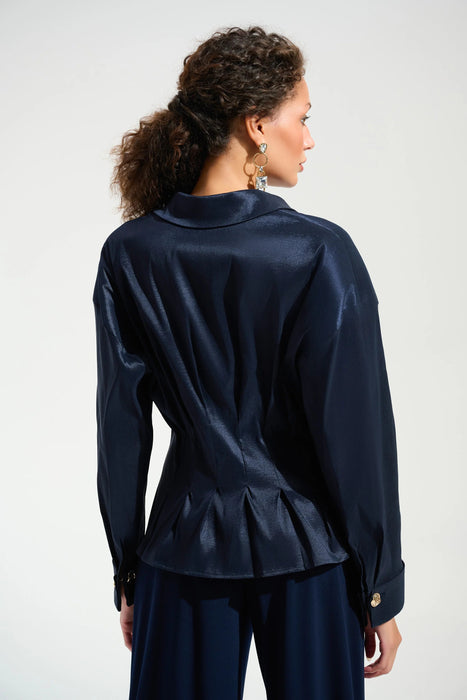 Joseph Ribkoff Pleated Taffeta Peplum Blouse 261742