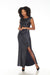 Joseph Ribkoff Style 233713 Midnight Blue Ruched Embellished Long Evening Dress