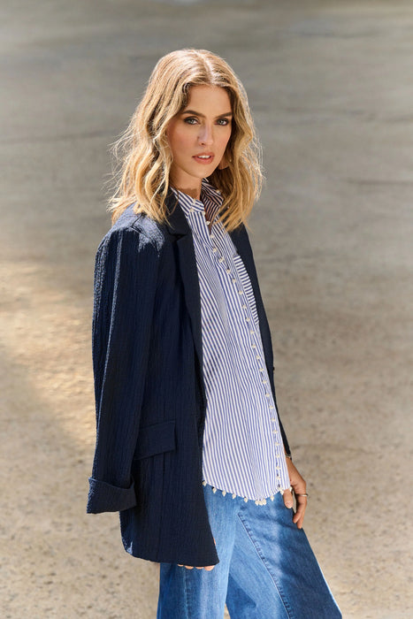 Joseph Ribkoff 3/4 Sleeve Seersucker Blazer Jacket 251082