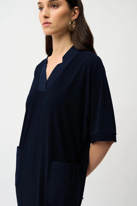 Joseph Ribkoff Notched V-Neck Half Sleeve Shift Dress 261010