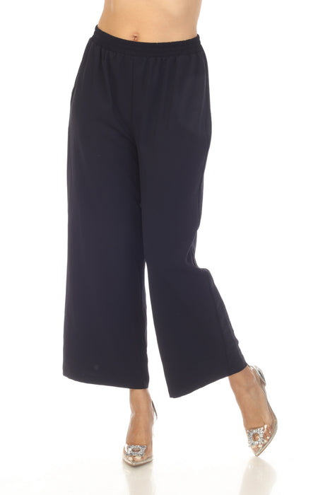 Joseph Ribkoff Style 232019 Midnight Blue Stretch Pull On Cropped Straight Relaxed Pants