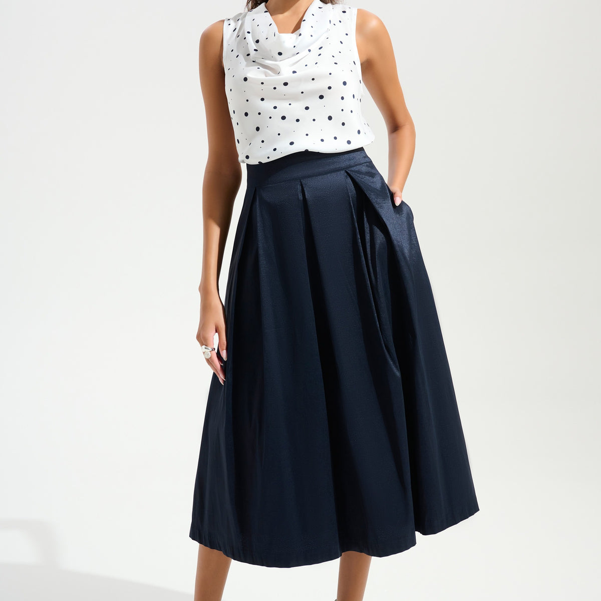 Buy Joseph Ribkoff Midnight Blue Taffeta Pleated Flared Skirt