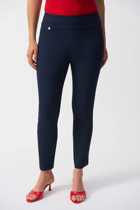 Joseph Ribkoff Style 251256 Midnight Blue Textured Jacquard Cropped Pants