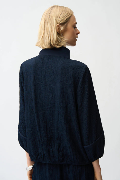 Joseph Ribkoff Midnight Blue Textured Zip-Up Bomber Jacket 261066