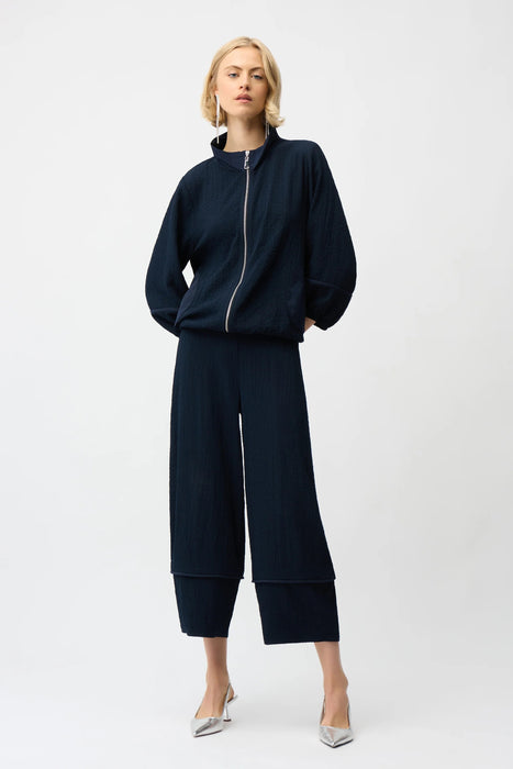 Joseph Ribkoff Midnight Blue Textured Zip-Up Bomber Jacket 261066