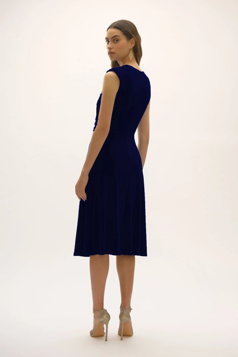 Joseph Ribkoff V-Neck Ruched Sleeveless A-Line Dress 252717