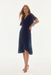 Joseph Ribkoff Style 251706 Midnight Blue V-Neck Flutter Sleeve Faux Wrap Dress