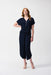 Joseph Ribkoff Style 251044 Midnight Blue V-Neck Zip Front Cropped Jumpsuit