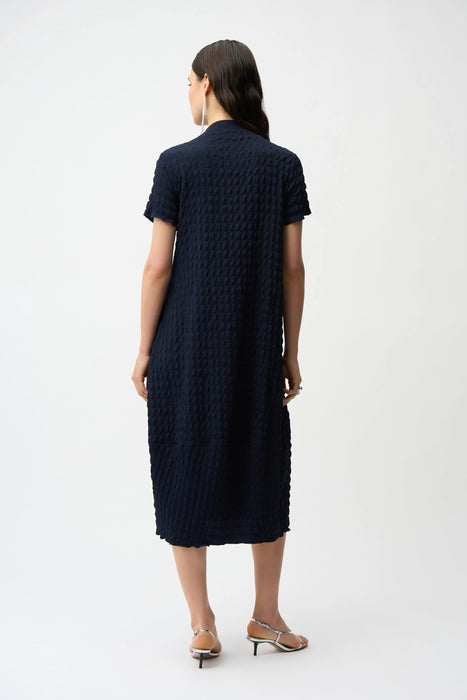Joseph Ribkoff Midnight Blue/Vanilla Bubble Jacquard Cocoon Dress 261064