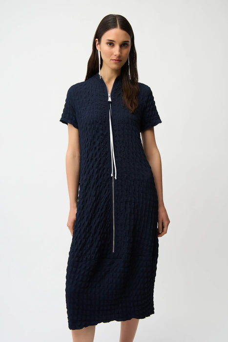 Joseph Ribkoff Midnight Blue/Vanilla Bubble Jacquard Cocoon Dress 261064