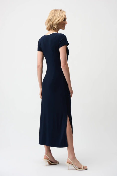 Joseph Ribkoff Midnight Blue/Vanilla Color Block Midi Dress 261067