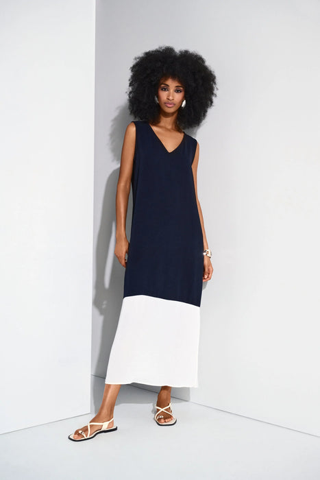 Joseph Ribkoff Color Block V-Neck Sleeveless Maxi Dress 252030