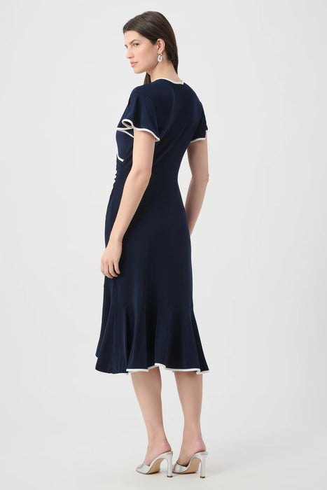 Joseph Ribkoff Contrast Trim Faux Wrap Midi Dress 261013