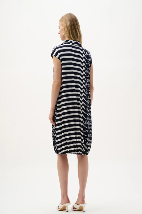Joseph Ribkoff Midnight Blue/Vanilla Striped Graphic Cocoon Dress 262132