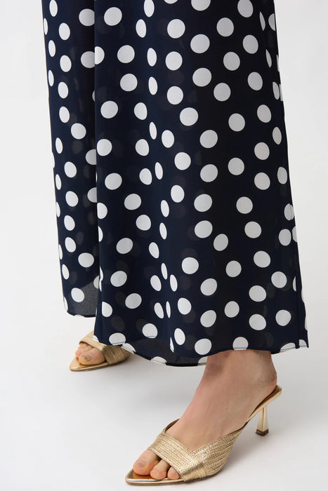 Joseph Ribkoff Midnight Blue Polka Dots Wide Leg Pants 261305
