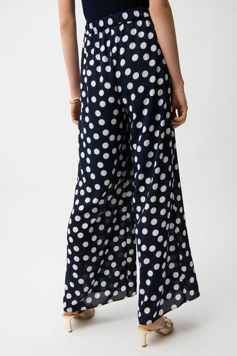 Joseph Ribkoff Midnight Blue Polka Dots Wide Leg Pants 261305