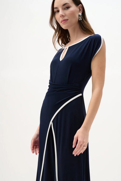 Joseph Ribkoff Midnight Blue/Vanilla Draped Bodice Culotte Jumpsuit 262092