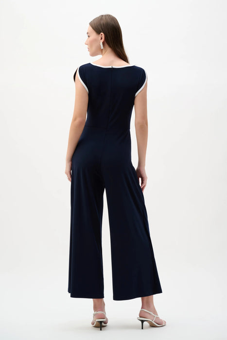 Joseph Ribkoff Midnight Blue/Vanilla Draped Bodice Culotte Jumpsuit 262092