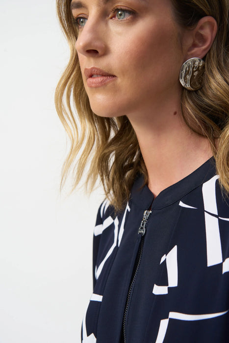 Joseph Ribkoff Midnight Blue/Vanilla Geometric Shift Dress 251143 Joseph Ribkoff Midnight Blue/Vanilla Geometric Shift Dress 251143