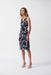 Joseph Ribkoff Style 251108 Midnight Blue/Vanilla Geometric Print Sleeveless V-Neck Sheath Dress