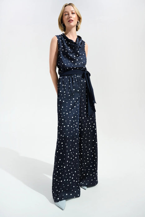 Joseph Ribkoff Polka Dot Cowl Neck Sleeveless Satin Top 261746