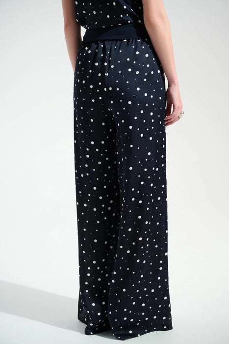 Joseph Ribkoff Midnight Blue/Vanilla Polka Dot Wide Leg Pants 261772