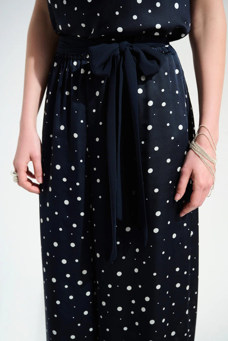 Joseph Ribkoff Midnight Blue/Vanilla Polka Dot Wide Leg Pants 261772