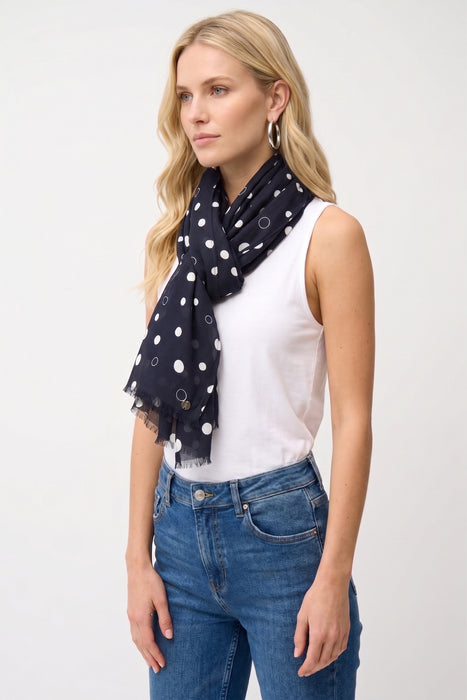 Joseph Ribkoff Midnight Blue/Vanilla Polka Dots Scarf 261984