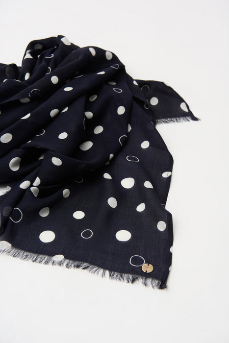 Joseph Ribkoff Midnight Blue/Vanilla Polka Dots Scarf 261984