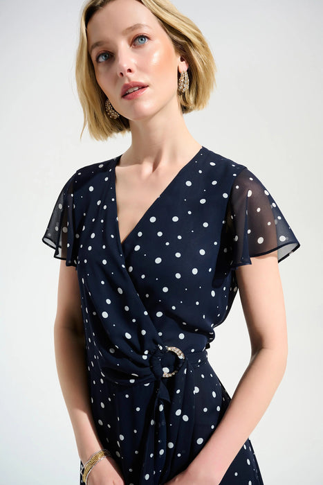 Joseph Ribkoff Printed Chiffon High Low Wrap Dress 261739