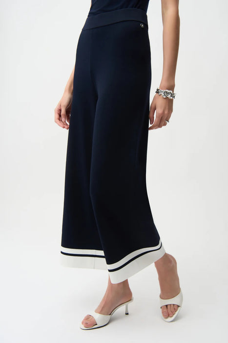 Joseph Ribkoff 261942 Midnight Blue/Vanilla Stripe Detail Pull-On Pants