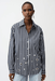 Joseph Ribkoff 261966 Midnight Blue/Vanilla Stripe Print Rhinestoned Blouse Top
