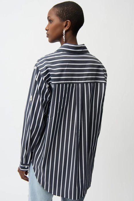 Joseph Ribkoff Stripe Embellished Button-Down Boxy Shirt 261966